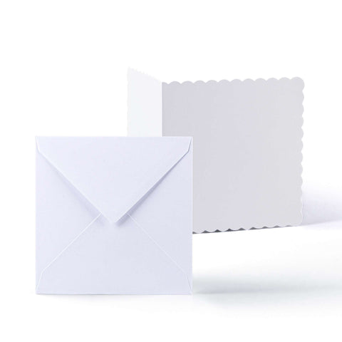 White V-Flap Envelope & Scalloped Card Pack