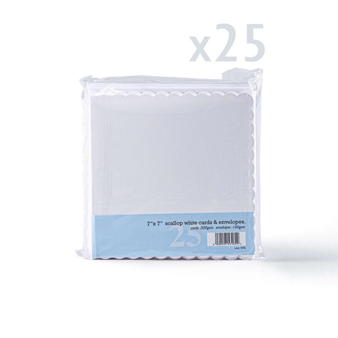 White V-Flap Envelope & Scalloped Card Pack