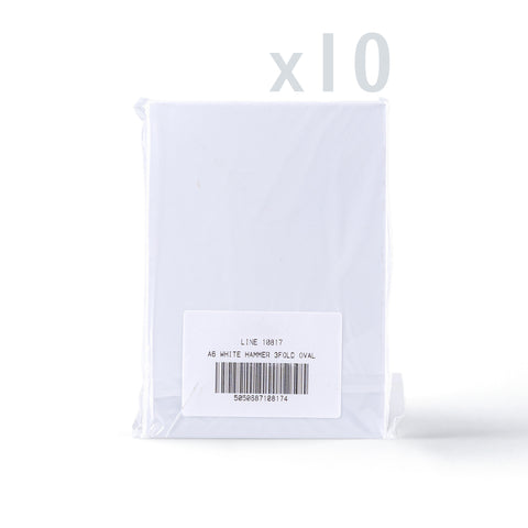 White Hammered Tri-Fold Oval Aperture Cards Pack