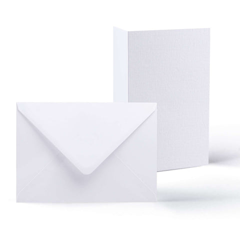 White V-Flap Envelope & Linen Card Pack