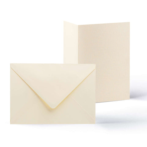 White V-Flap Envelope & Linen Card Pack