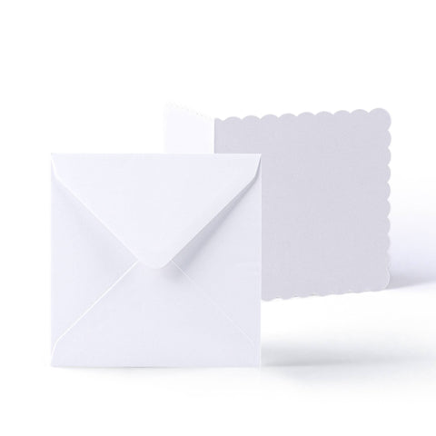 White V-Flap Envelope & Scalloped Card Pack