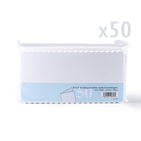 White V-Flap Envelope & Scalloped Card Pack
