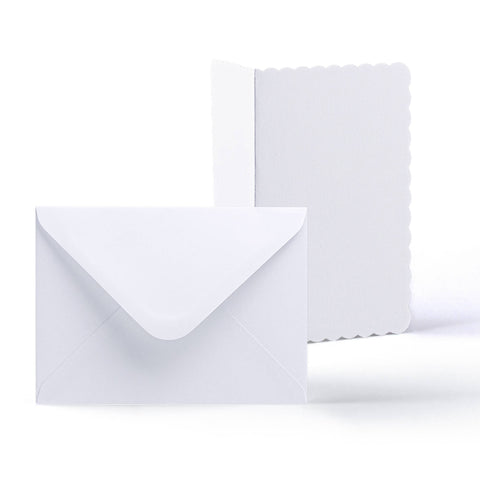 White V-Flap Envelope & Scalloped Card Pack