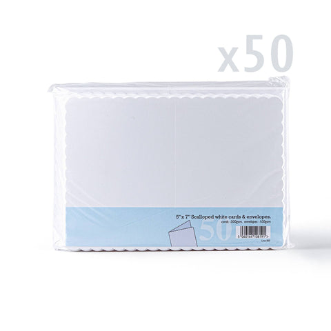 White V-Flap Envelope & Scalloped Card Pack
