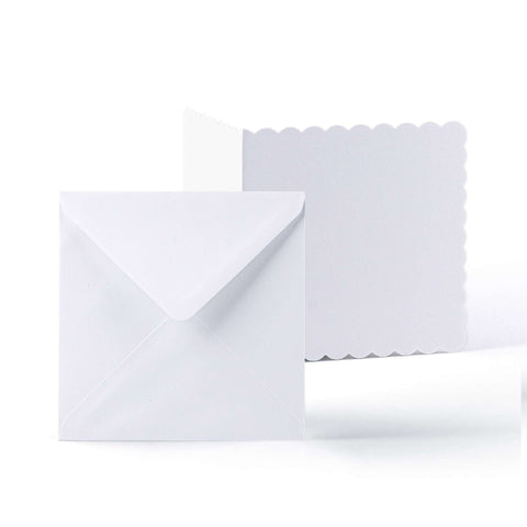White V-Flap Envelope & Scalloped Card Pack