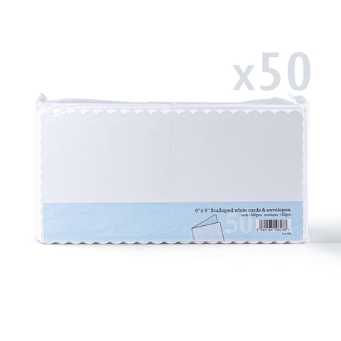 White V-Flap Envelope & Scalloped Card Pack