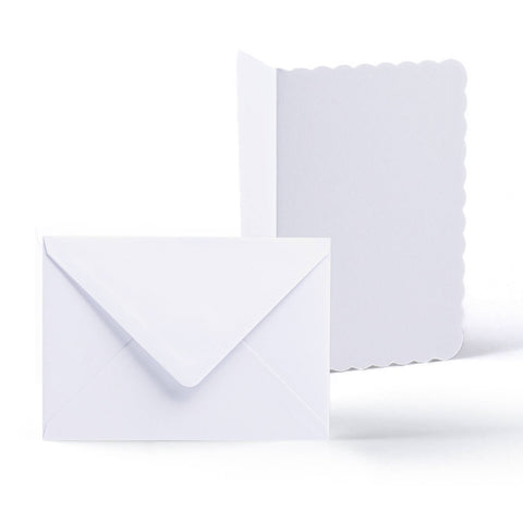 White V-Flap Envelope & Scalloped Card Pack