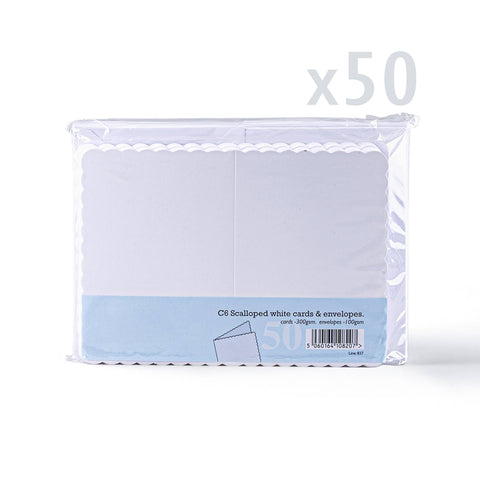 White V-Flap Envelope & Scalloped Card Pack