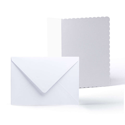 White V-Flap Envelope & Scalloped Card Pack