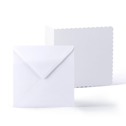 White V-Flap Envelope & Scalloped Card Pack