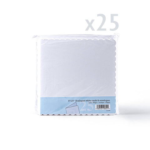 White V-Flap Envelope & Scalloped Card Pack