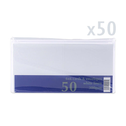 White V-Flap Envelope & Linen Card Pack