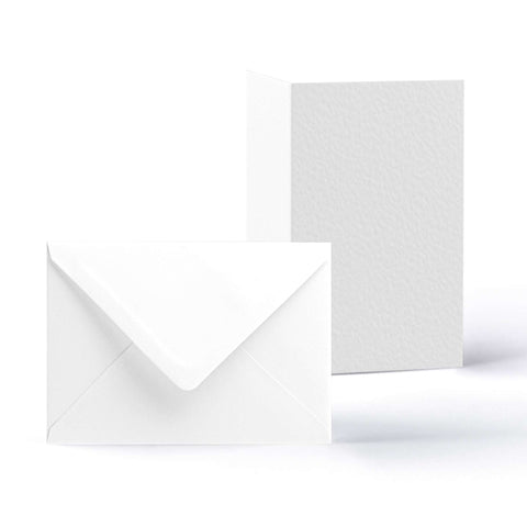 White V-Flap Envelope & Hammered Card Pack