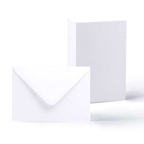 White V-Flap Envelope & Linen Card Pack
