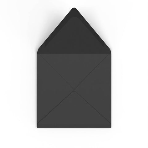 Black British Made 100gsm Gummed V - Flap Envelope (155 x 155mm) - CU155BL - Envelopes.co.uk