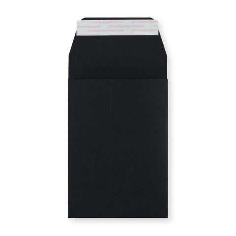 C6 Black 180gsm Peel & Seal Gusset Envelope (114 x 162 x 25mm) - PLP16211425B - Envelopes.co.uk