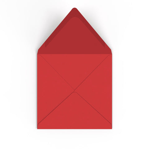 Cherry Red British Made 100gsm Gummed V - Flap Envelope (155 x 155mm) - CU155CR - Envelopes.co.uk