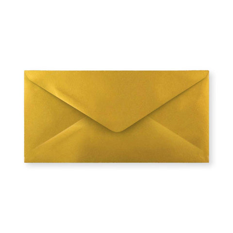 DL Metallic Gold 100gsm Gummed V - Flap Envelope (110 x 220mm) - D04DL - Envelopes.co.uk