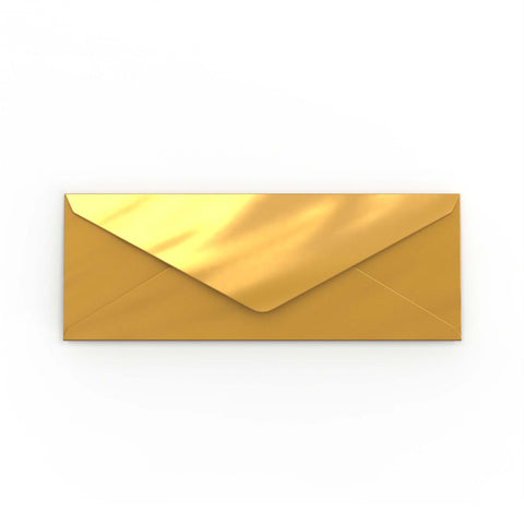 Metallic Gold 100gsm Gummed V - Flap Envelope (80 x 215mm) - D0480215 - Envelopes.co.uk