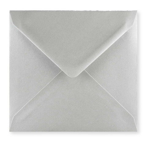 Metallic Silver 100gsm Gummed V - Flap Greeting Card Envelope (155 x 155mm) - E05155 - Envelopes.co.uk